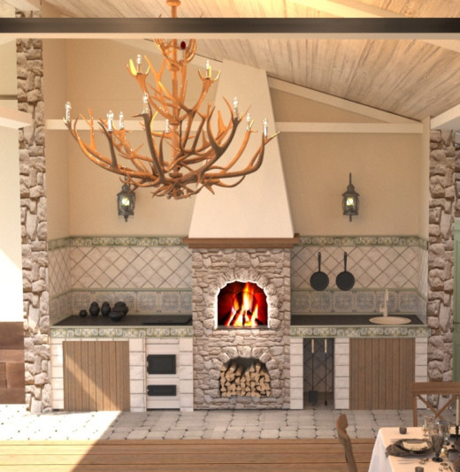 Дизайн зоны барбекю, басена