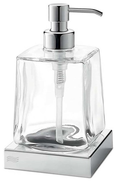 Divo A2012Z Chrome Soap Dispenser Holder with Frosted Glass Soap Dispenser