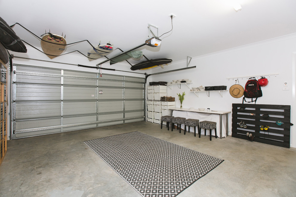 Design ideas for a modern attached two-car workshop in Sydney.