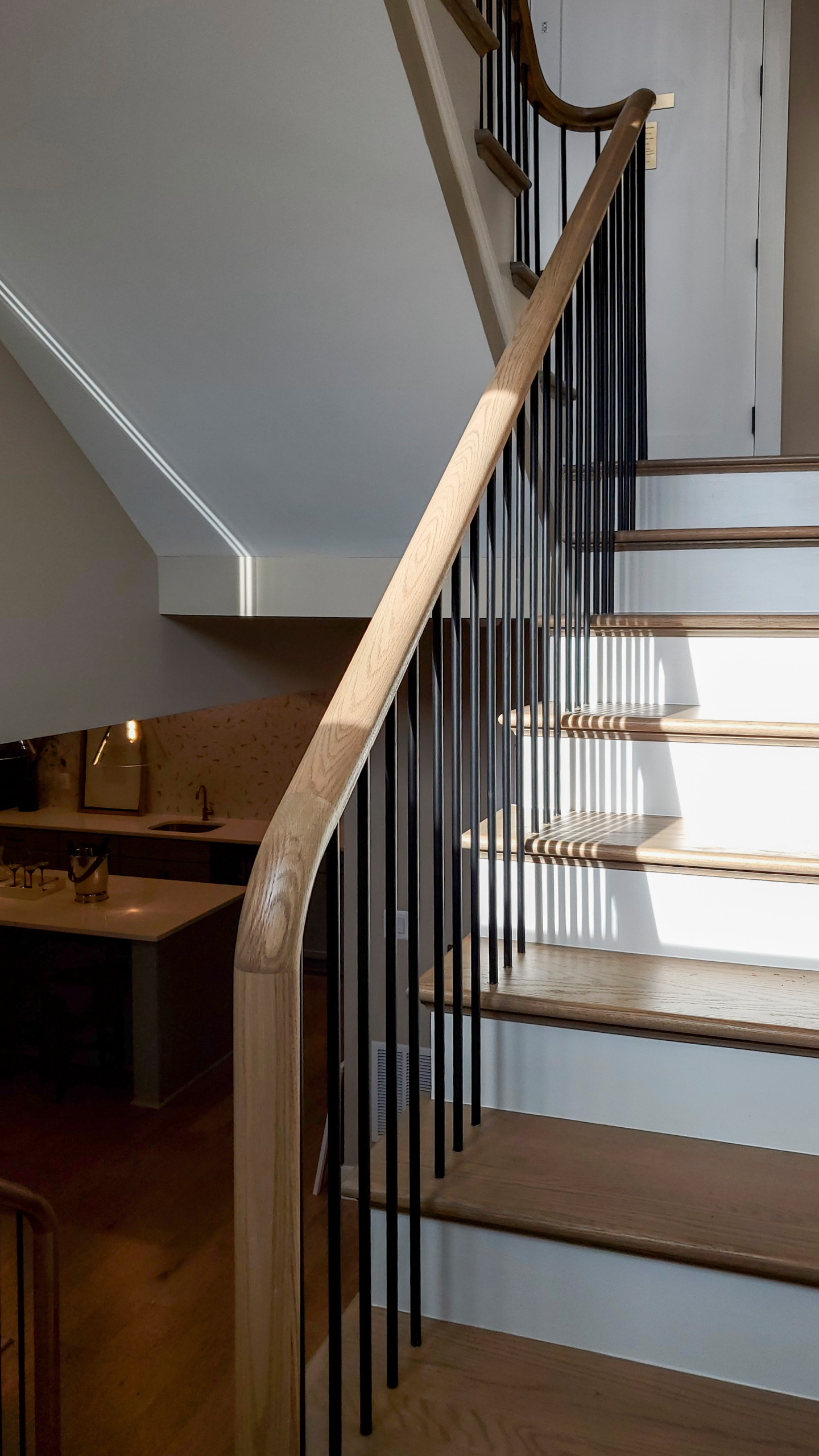 Project #153 | Sophisticated Red Oak Stair with Metal Balusters
