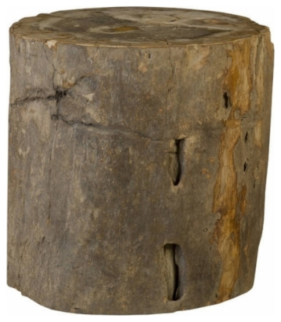 26 T Stool Stump Solid Petrified Wood Natural Smooth Rustic Finish