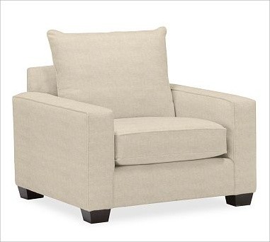 PB Comfort Square Arm Upholstered Grand Armchair, Knife-Edge Cushion, Down-Blend