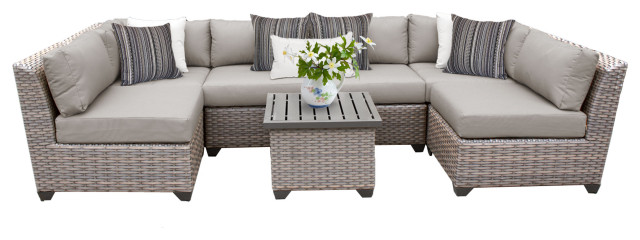 Florence 7 Piece Outdoor Wicker Patio Furniture Set 07c Tropical Lounge Sets By Design Furnishings Houzz Florence 7 Piece Outdoor Wicker Patio, Florence Outdoor Furniture