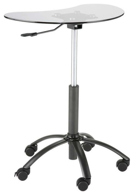 Eurostyle Malcolm Laptop Stand in Graphite Black & Smoked Glass Top