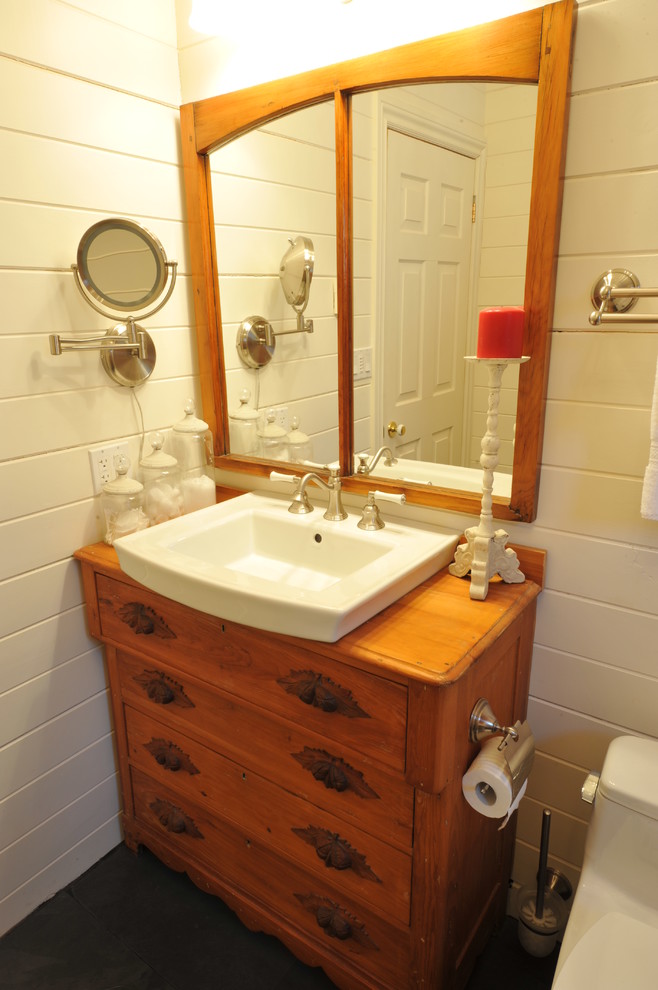 Antique Dresser Repurposed Into A Vanity Farmhouse Bathroom
