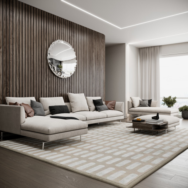 Unaufdringlicher Luxus in einer ger&auml;umigen Wohnung contemporain-salon