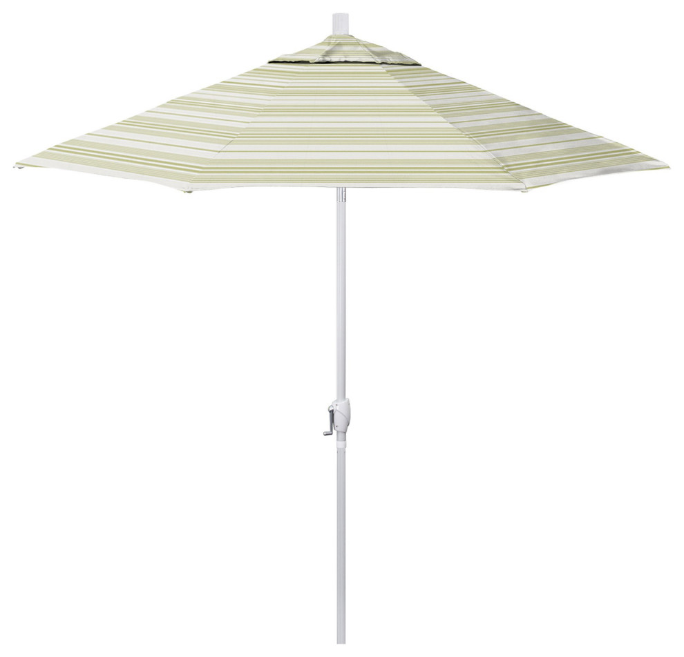 9' Patio Umbrella White Pole Push Button Tilt Crank Lift Pacific