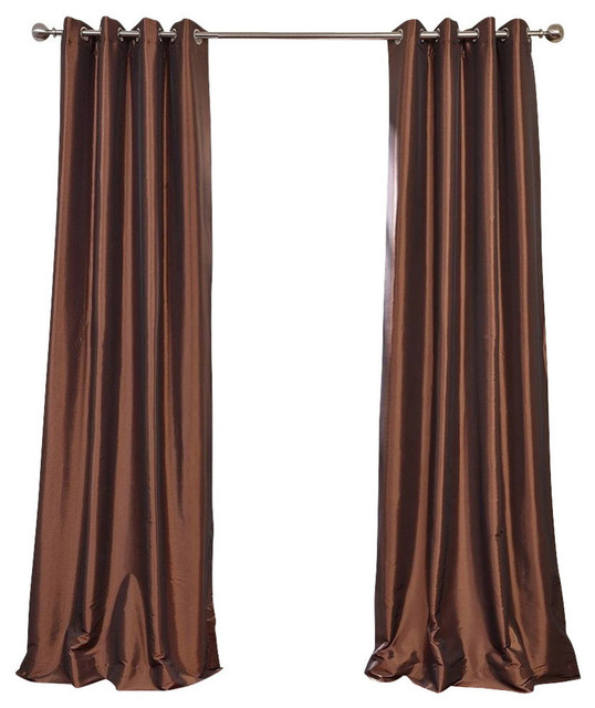 Copper Brown Grommet Blackout Fauxsilk Taffeta Curtain Single Panel Contemporary Curtains By Half Ds Houzz Copper Brown Grommet Blackout Fauxsilk, Copper Brown Faux Silk Taffeta Curtain Panel