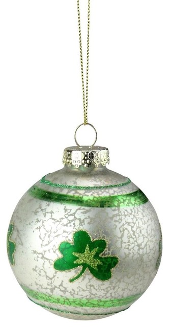 3 5 Green And White Mercury Glass Shamrock Glass Christmas