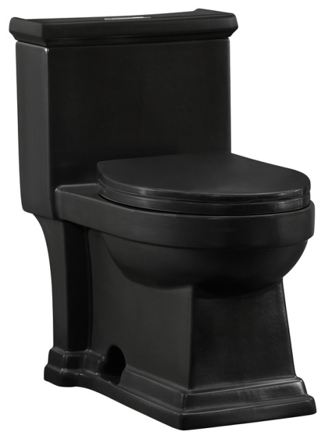 Voltaire One Piece Elongated Toilet Dual Flush 1.1/1.6 gpf, Matte Black