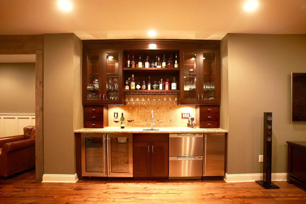 This is an example of a transitional home bar in Philadelphia.