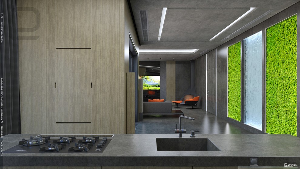 Современная кухня в загородном доме