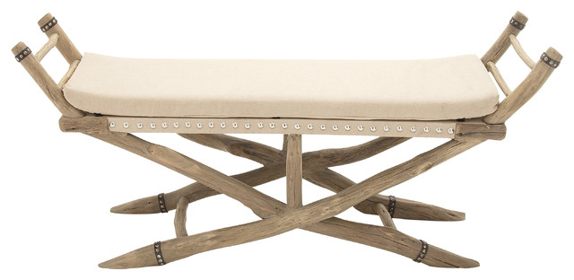 Classy and Captivating Wood Fabric Bench