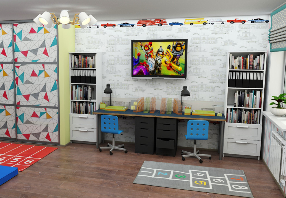 Комплектация детской комнаты мебелью из Икеа. Площадь 17,9 кв.м.