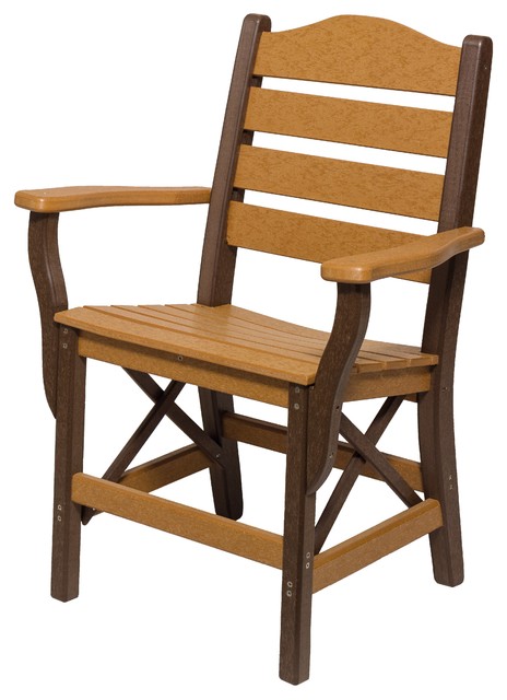 Set Of 2 Dining Chairs Ladder Back Poly Lumber Outdoor Arm Chair