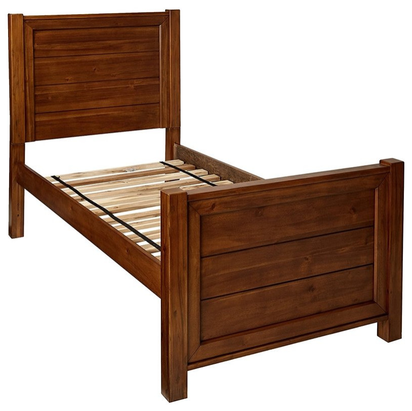 My Home Furnishings Logan Engineered Hard Wood Twin Panel Bed in Driftwood
