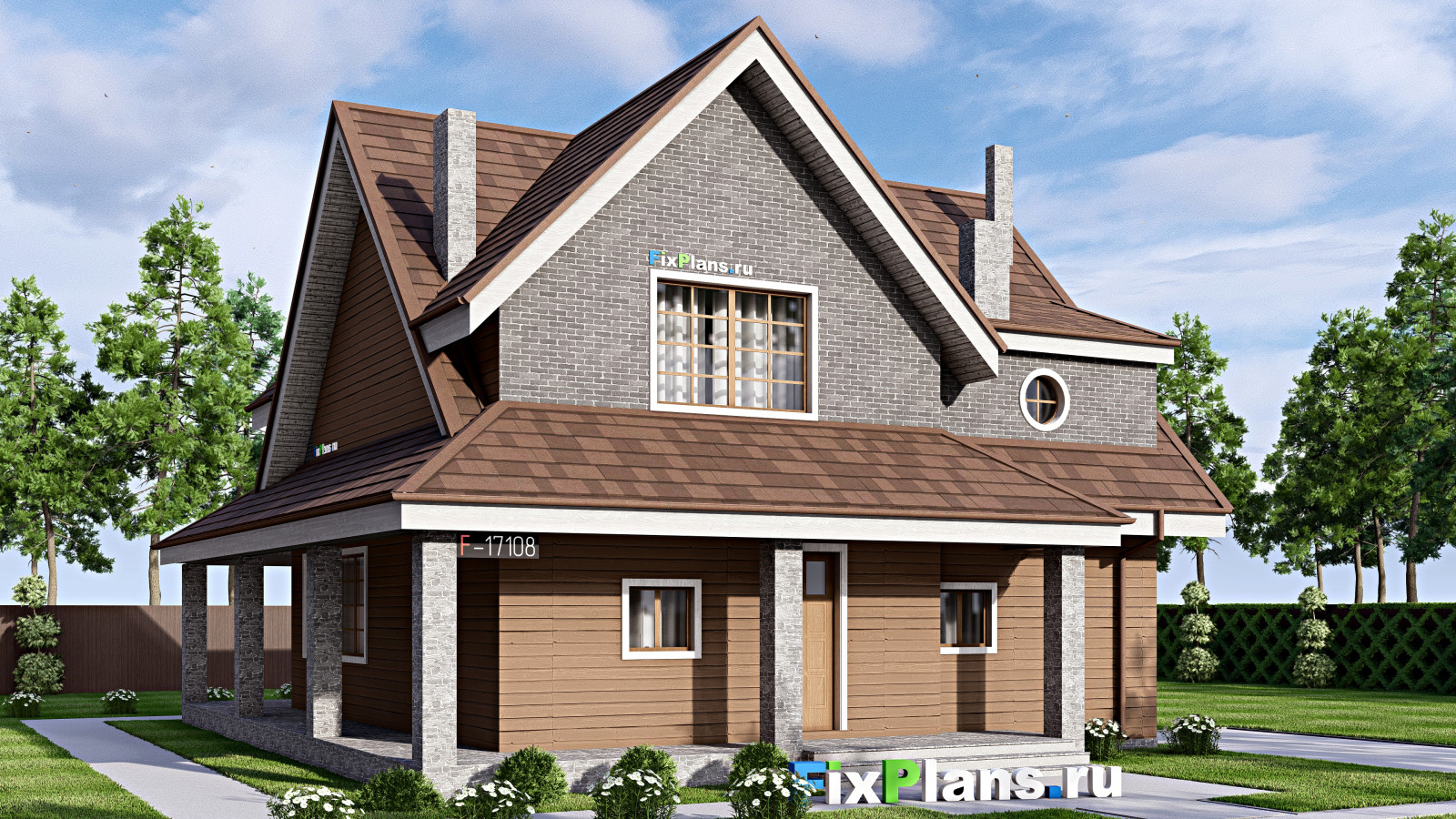 Проект дома с мансардой 12х15 м S201м2 F-17108