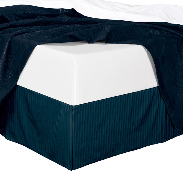 Cotton Split Corners Stripe 14" Drop Bed Skirt Contemporary