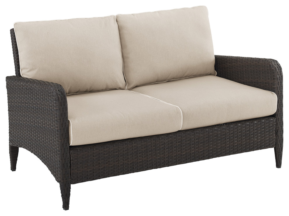 Kiawah Outdoor Wicker Loveseat Tropical Outdoor Loveseats by