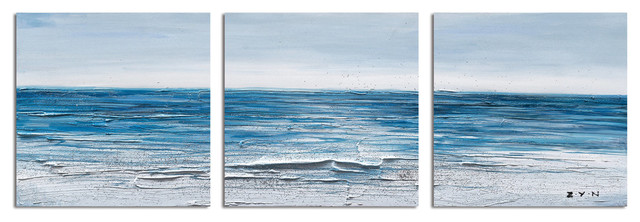 "Calm Waves" Hand Painted Canvas Art, 60"x20"
