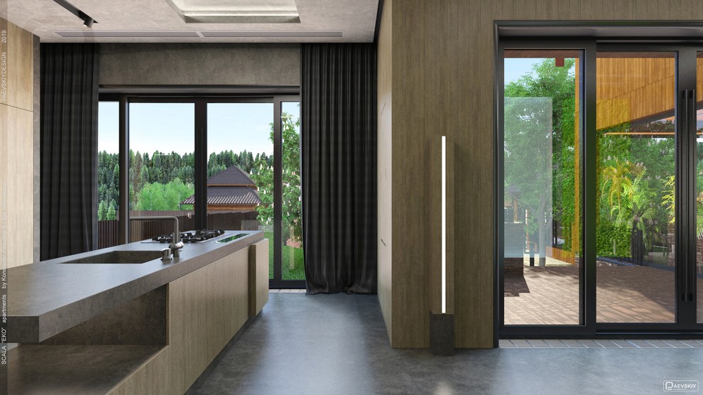 Современная кухня в загородном доме