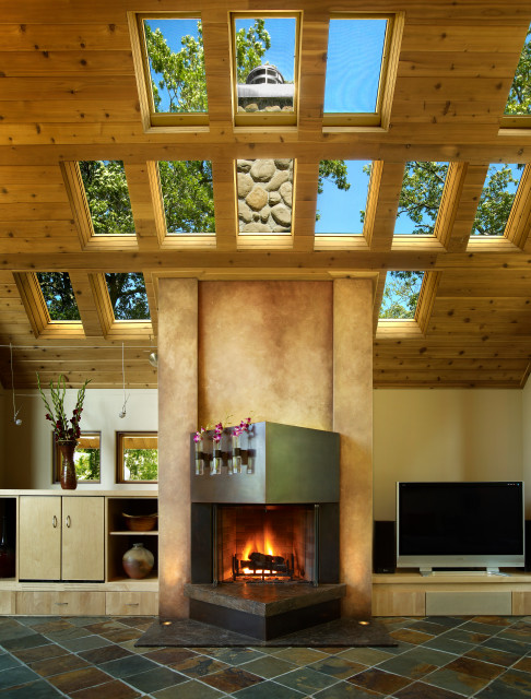 Custom Fireplace contemporary-vardagsrum