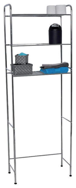 Evideco Over the Toilet Space Saver Cabinet 3 Tier Wire Shelves White or Chrome