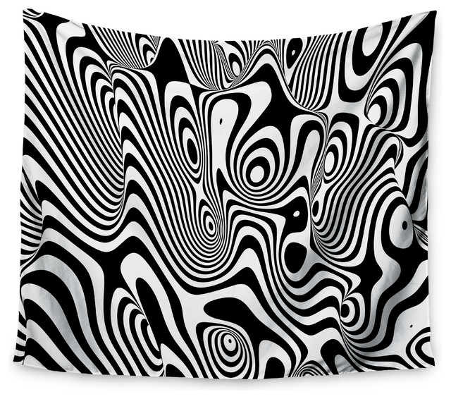 Danny Ivan Trippy Black White Wall Tapestry