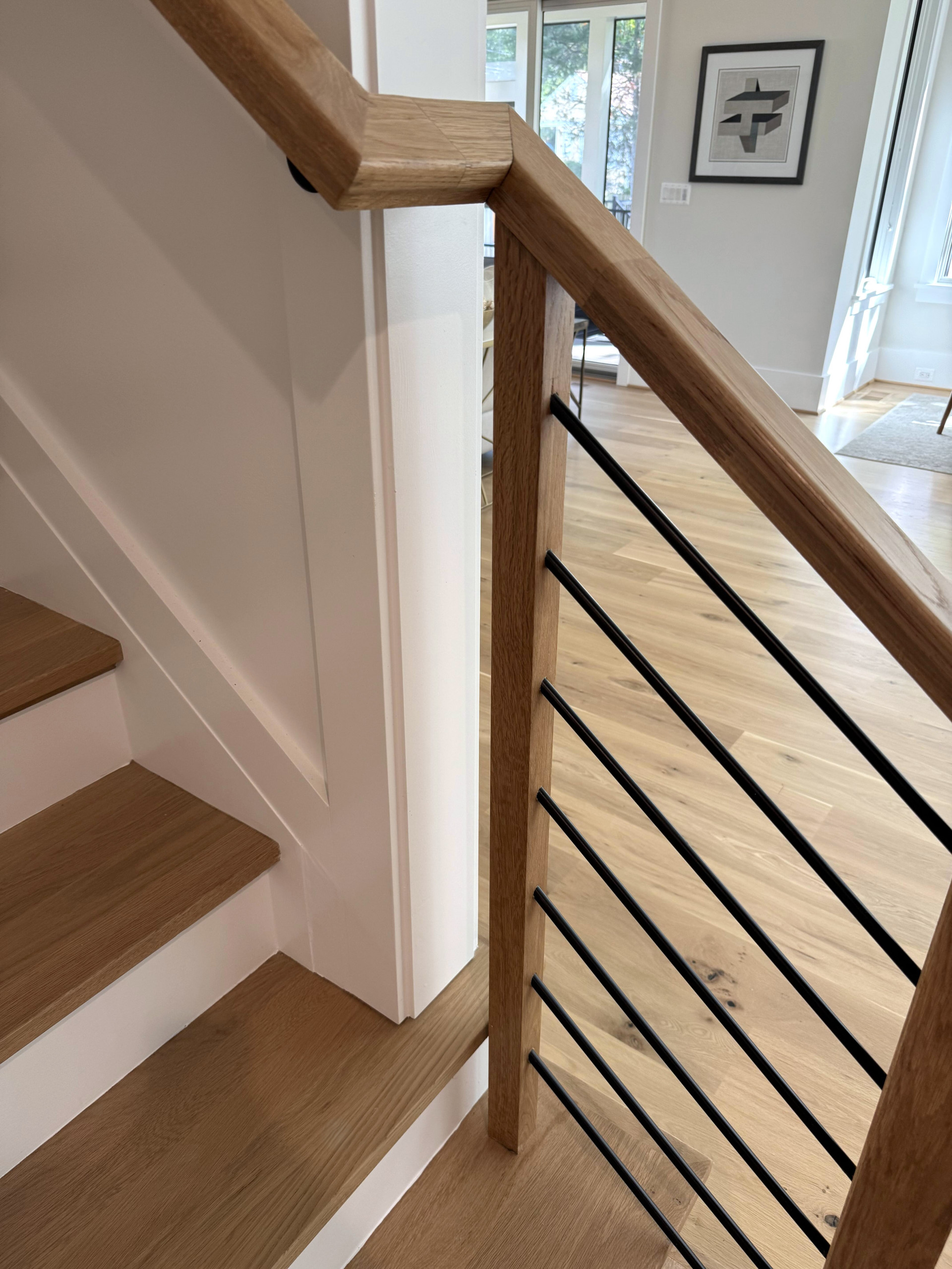 140_Modern White Oak Stair with Horizontal Bar Rail, Falls Church, VA 22043