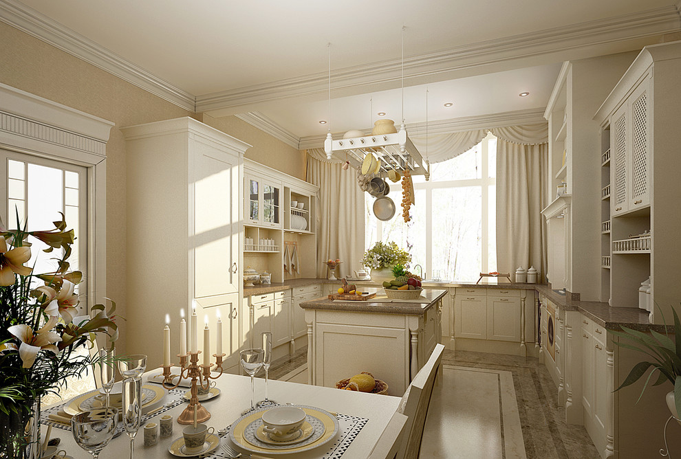 Интерьер кухни загородного коттеджа