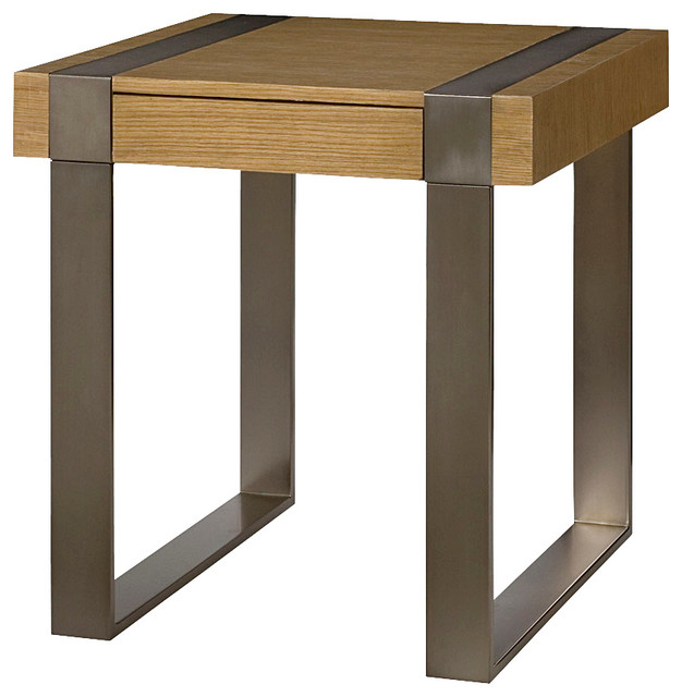 Hammary Flatiron Square End Table in Sabdy Brown