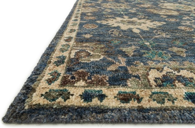 Blue Beige Hand Knotted jute Empress Area Rug by Loloi, 12'x15', 5'6"x8'6"