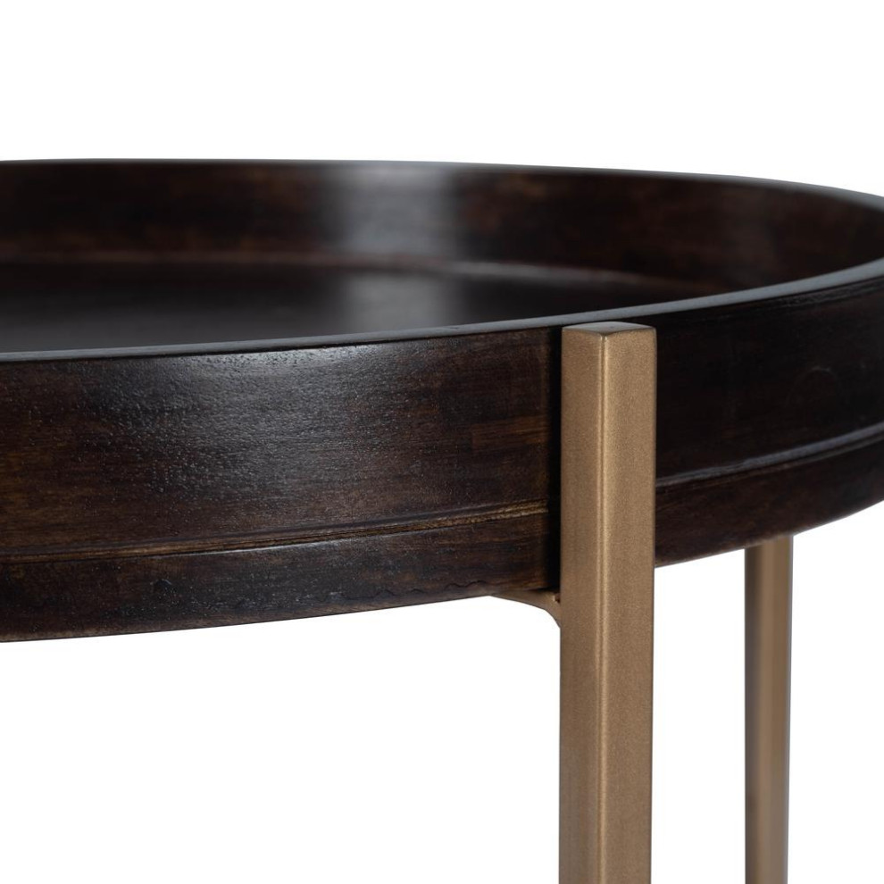 Damirra Wood & Metal Accent Table Contemporary Side Tables And End