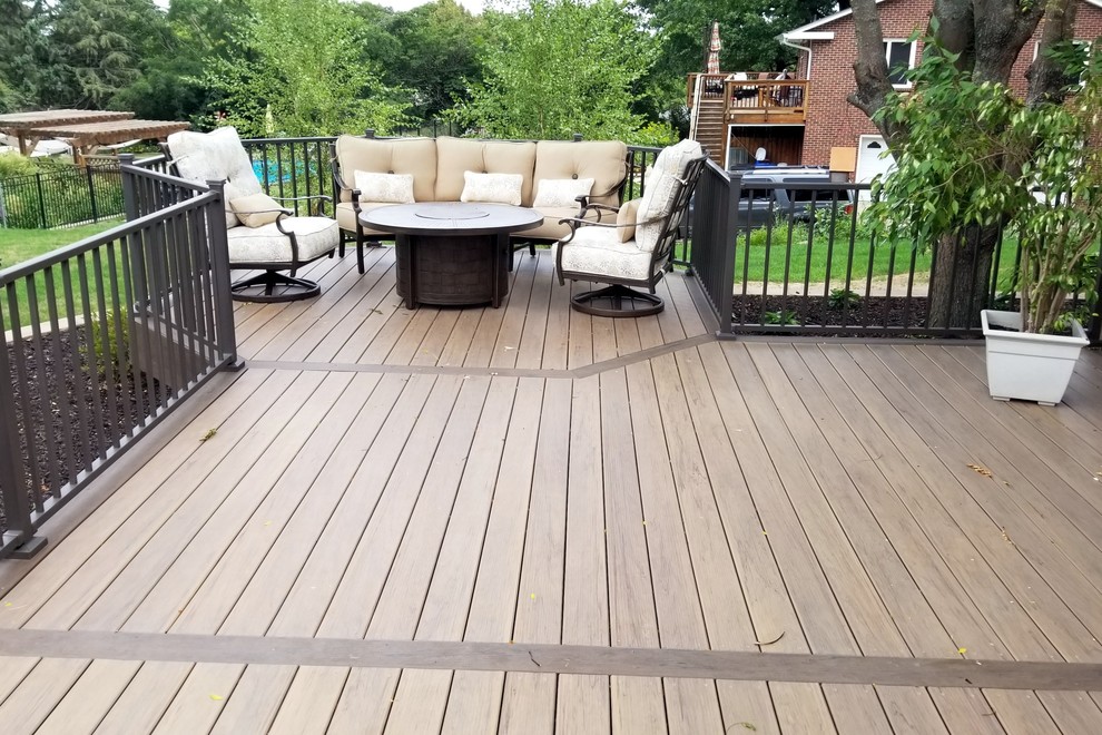 Large backyard deck photo with no cover