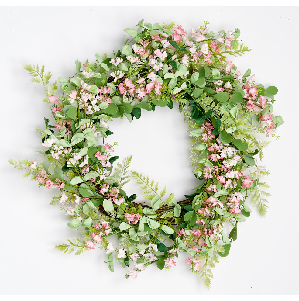 22" Artificial Floral Wildflower Wreath Traditional Wreaths And