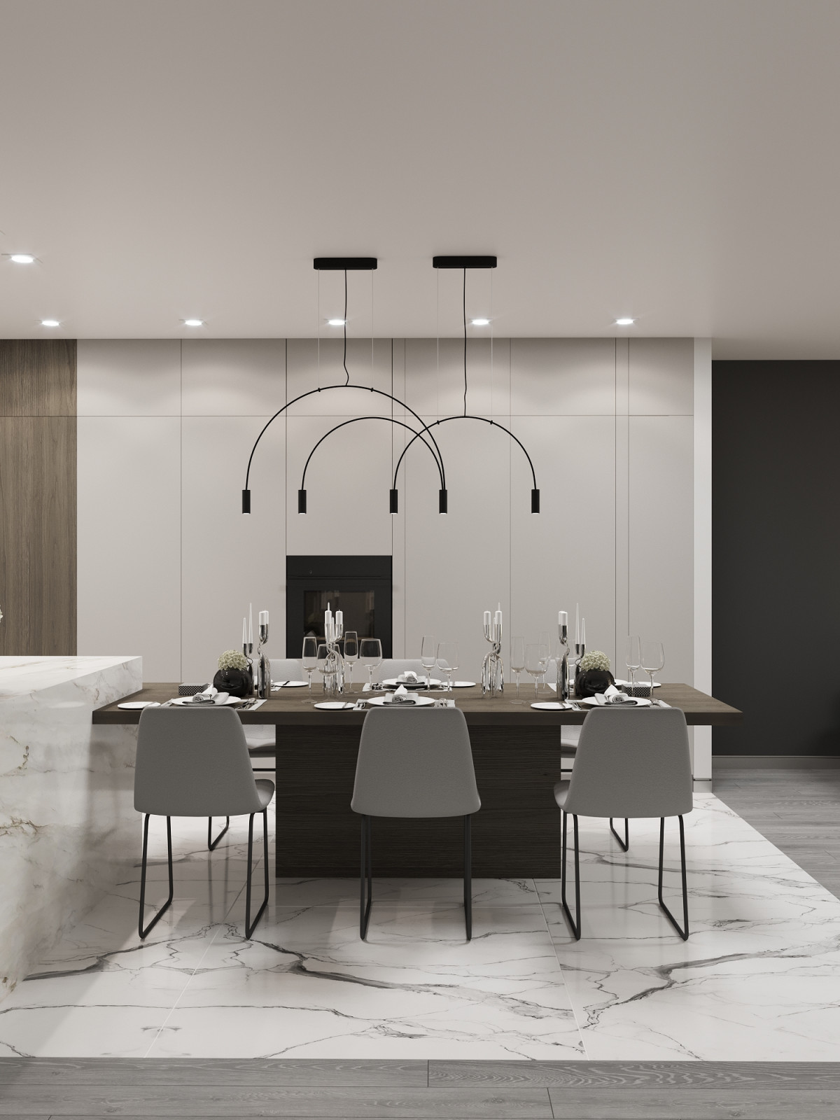 Современная  квартира в серо-белый тонах