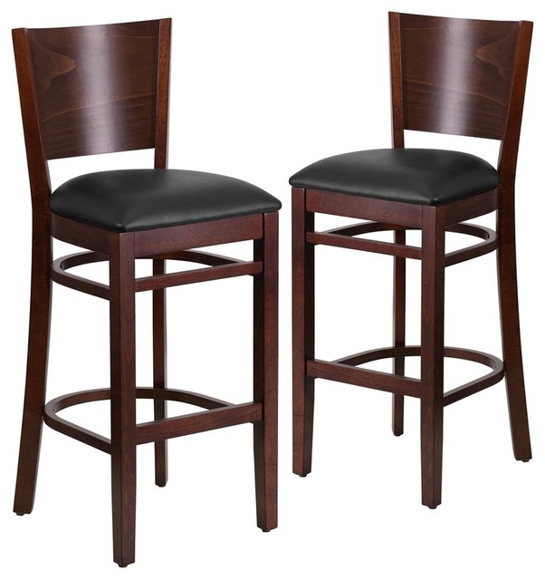 Lacey Series Solid Back Wooden Barstools, Set of 2 ...