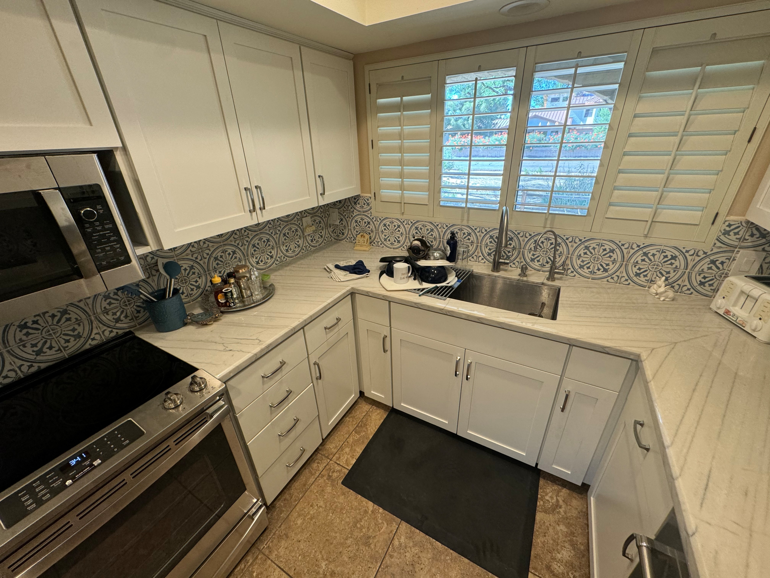 White Kitchen Reface with Custom Built In Dry Bar