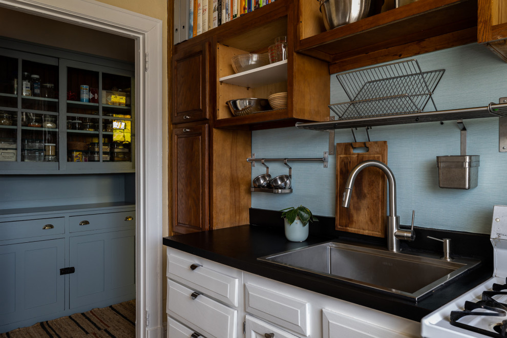 Arts + Crafts Eclectic Kitchen with Wall Mounted Storage Transitional