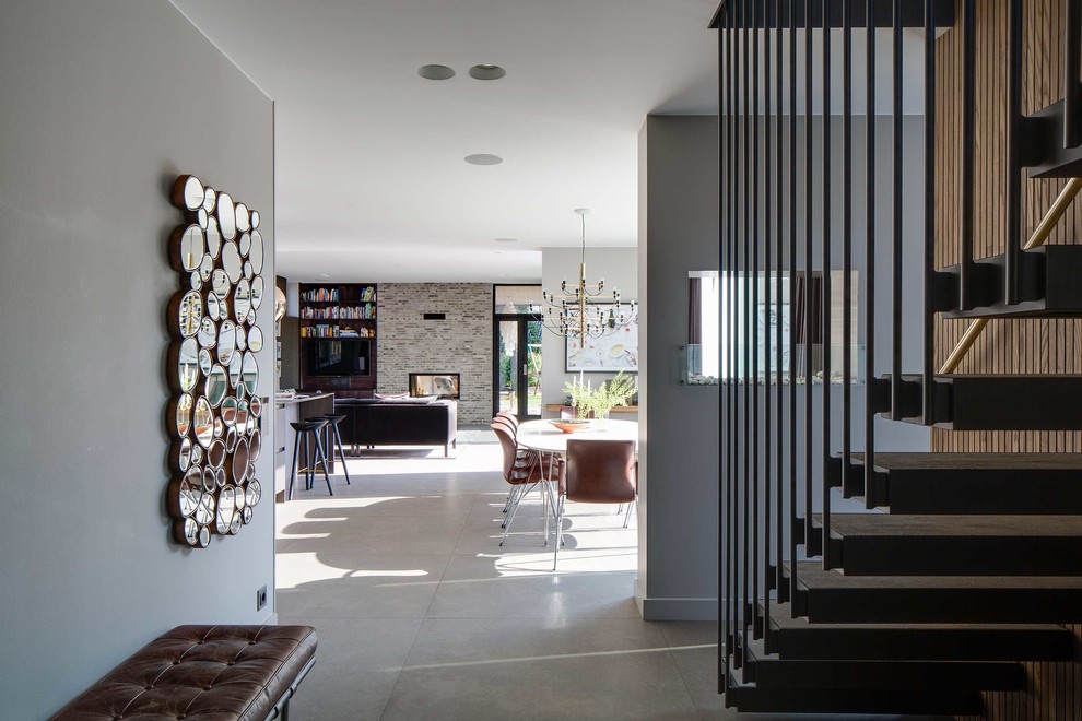 Design ideas for a contemporary family room in Malmo.
