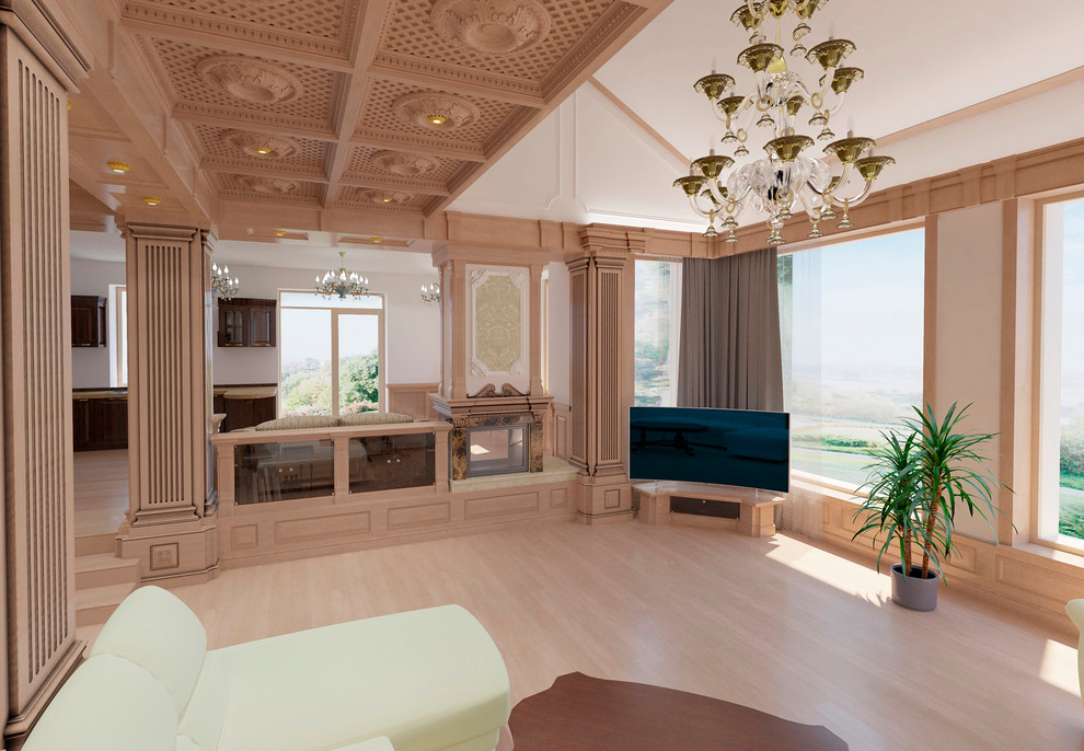 Реконструкция гостинной-холла-второго света частного дома