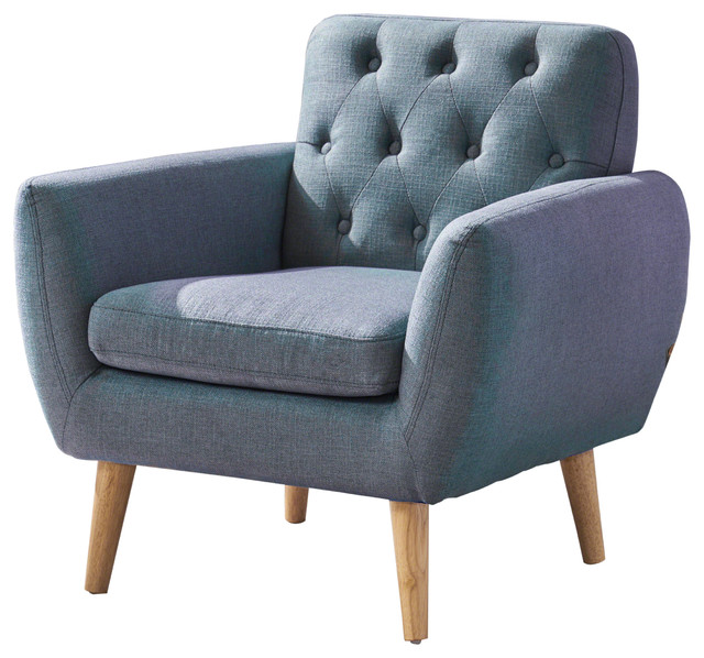 Eunice Pee Mid Century Modern Tufted Fabric Club Chair Eunice Pee Mid Century Modern Tufted Fabric Club Chair Blue