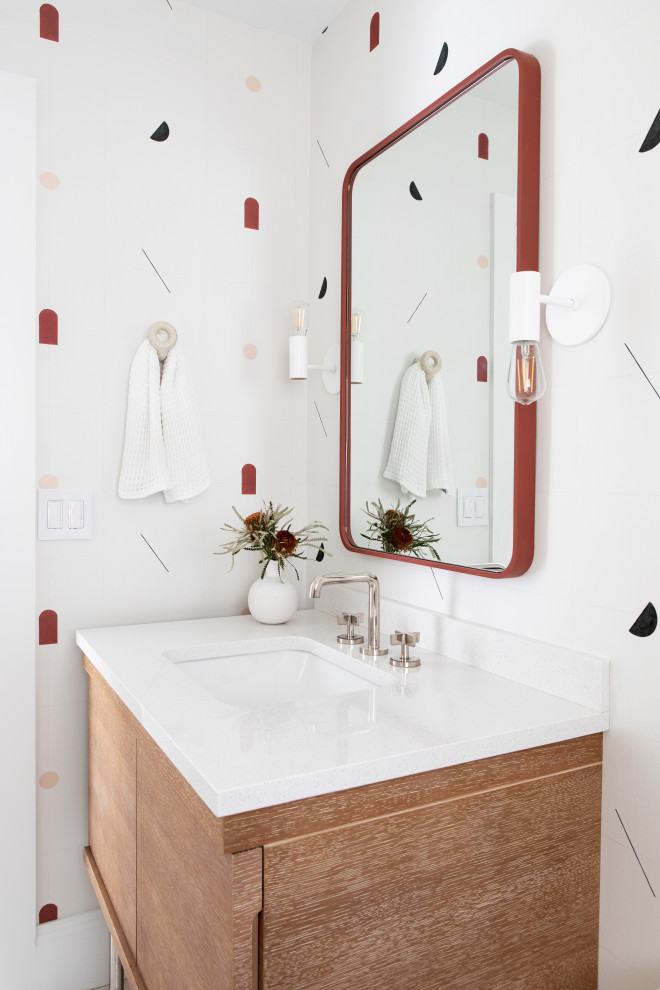 Design ideas for a scandi cloakroom in New York.
