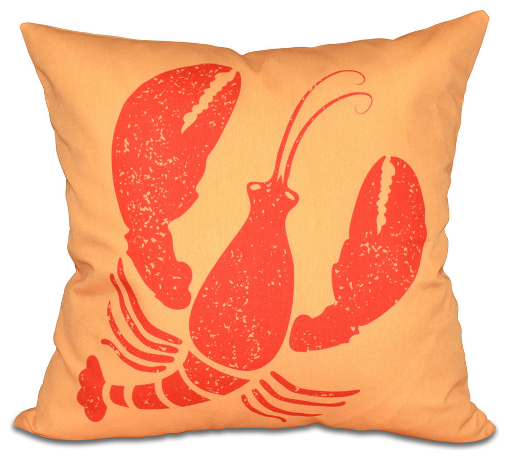Lobster, Animal Print Outdoor Pillow, 20"X20" - Beach Style - Outdoor ...