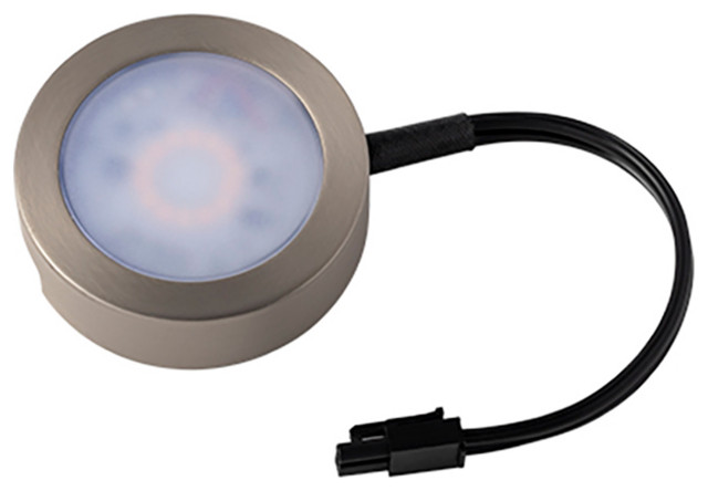 LED Puck Light, Brushed Nickel, Single 6" Lead Wire