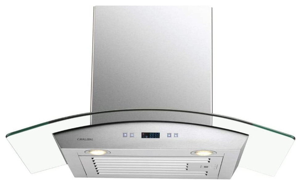 CAVALIERE 30" Glass Canopy Range Hood 900 CFM Brushed Stainless Steel