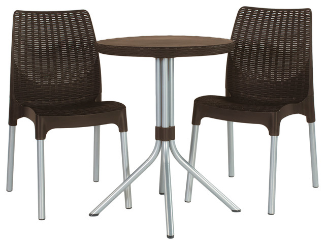 Keter Chelsea 3 Piece Resin Outdoor Patio Furniture Dining Bistro Set Brown Keter Chelsea 3 Piece Resin Outdoor Patio Furniture Dining Bistro Set Brown