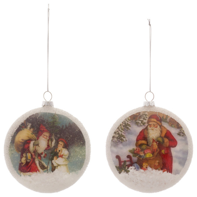 Santa Disc Ornament, 12-Piece Set - Traditional - Christmas Ornaments ...