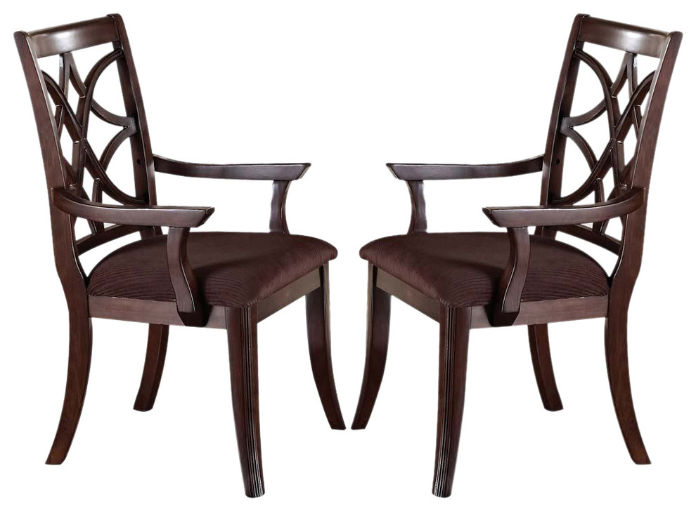 Acme Keenan Dining Arm Chairs, Set of 2, Dark Walnut 60258