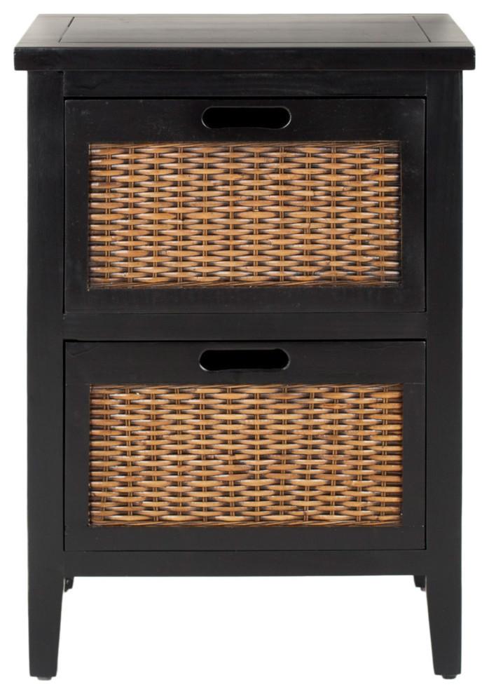 2 Drawer End Table, Black Modern Side Tables And End Tables